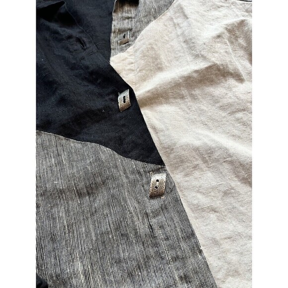 Coldwater Creek 100% Linen Multi Color Boho Metal Button Shirt READ BELOW - Picture 3 of 5